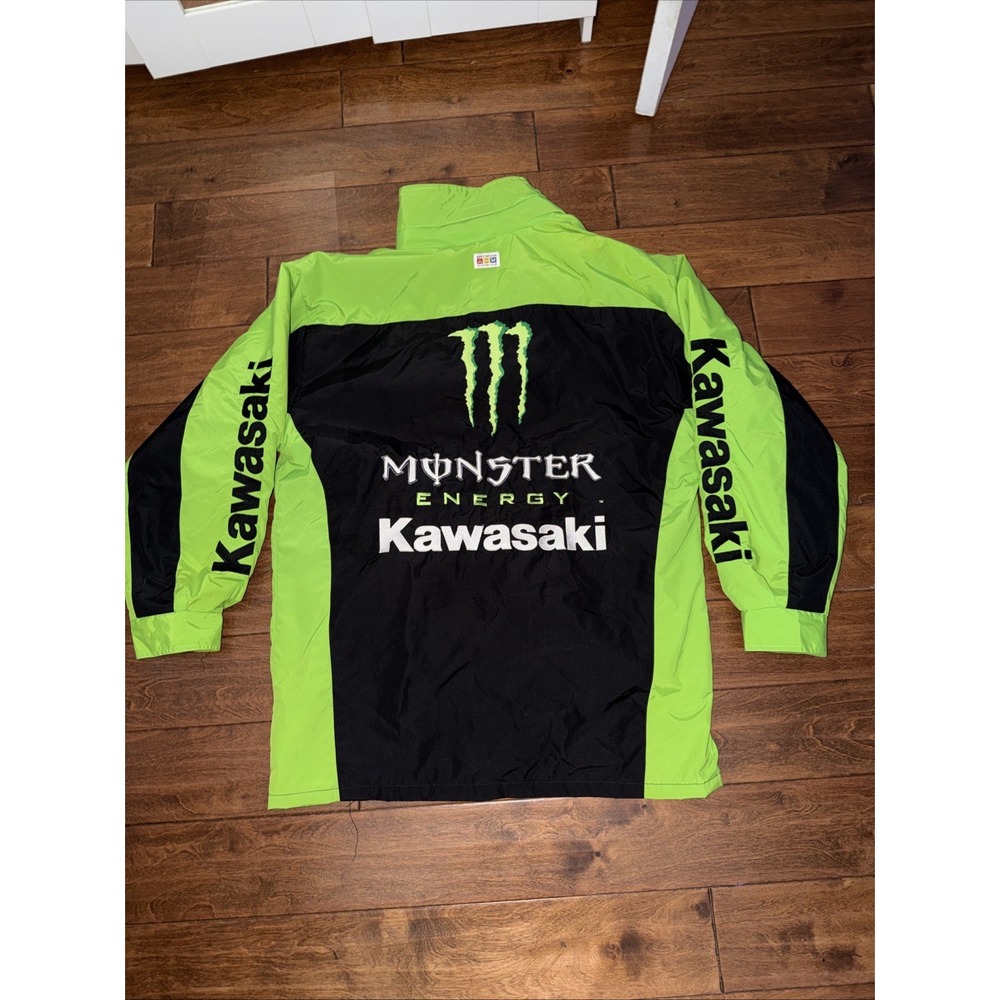 XL Vintage Kawasaki Monster Energy Racing 2 Piece Jacket & Fleece Sweater Zip up - Picture 2 of 16